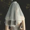 Eenvoudige Korte Ivoor Bruidssluier 2020 1 m Tule Huwelijk