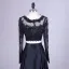 2 Piece Black Prom Dresses 2017 Scoop Neck A-Line / Princess Long Sleeve Appliques Lace Satin Formal Dresses