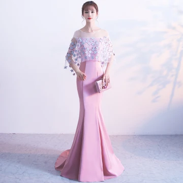 Chic Belle Rougissant Rose Robe De Soirée 2017 Trompette Sirène U Cou Charmeuse Appliques Dos Nu Soirée Robe De Ceremonie
