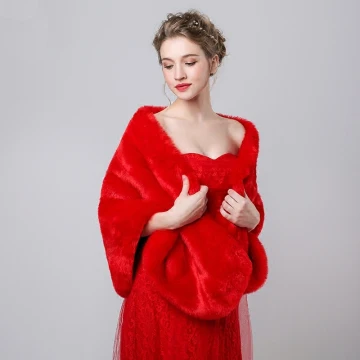 Rouge Fausse Fourrure Châles Mariage Soirée Promo 2017