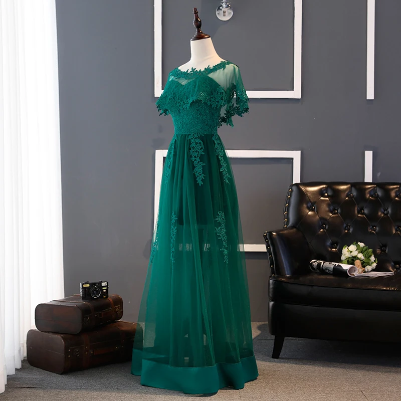 Rimelig Mørk Grønn Brudepikekjoler 2017 Prinsesse Kjæreste Appliques Blonder Lange