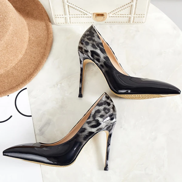 Modern / Fashion White 2018 10 cm High Heels Casual Leatherette Leopard Print Printing Pointed Toe Heels Womens Shoes