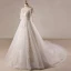 Luxury / Gorgeous Ivory 2018 Ball Gown Wedding V-Neck Lace Tulle 1/2 Sleeves Crossed Straps Appliques Backless Beading Sequins Summer Wedding Dresses