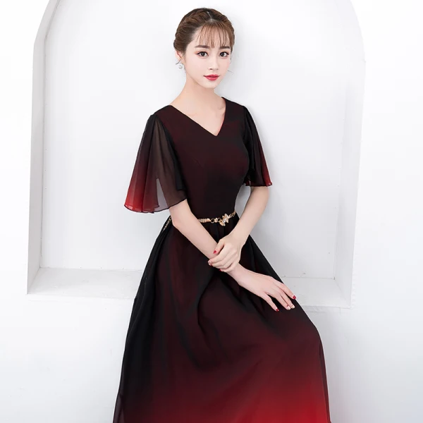 Chic / Belle Dégradé De Couleur Longue Robe De Soirée 2018 Princesse V-Cou Tulle Dos Nu Soirée Robe De Ceremonie