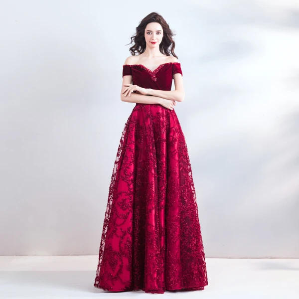 Chic / Beautiful Burgundy Floor-Length / Long Evening Dresses  2018 A-Line / Princess Strapless Charmeuse Backless Beading Rhinestone Evening Party Formal Dresses