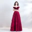 Chic / Beautiful Burgundy Floor-Length / Long Evening Dresses  2018 A-Line / Princess Strapless Charmeuse Backless Beading Rhinestone Evening Party Formal Dresses