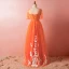 Fine Orange Pluss Størrelse Selskapskjoler 2018 Tyll V-Hals Appliques Sommerfugl Ryggløse Beading Aften Formelle Kjoler