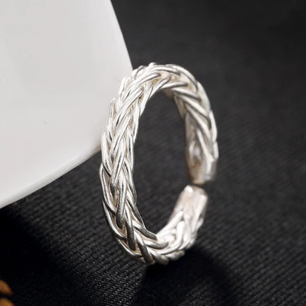 Enkla Silver Fläta Korsa Ringa Saterling Silver Kyrka Ringar 2019 Tillbehör