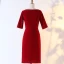 Modern / Fashion Burgundy Plus Size Evening Dresses  2020 Knee-Length A-Line / Princess V-Neck Short Buttons Ruffle Handmade  Solid Color Summer Evening Party Formal Dresses