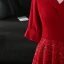 Stunning Bling Bling Burgundy Plus Size Evening Dresses  2020 A-Line / Princess V-Neck Tulle 3/4 Sleeve Beading Sequins Sweep Train Evening Party Formal Dresses