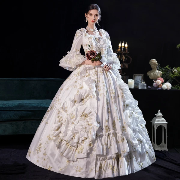 white winter dress formal Billow Sleeve Floral Applique Sprinkle Winter White A Line Bridal Dress - Alisse Bridal Snow/Winter/Diamond White / 3D Lace