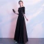 Modest / Simple Black Floor-Length / Long Evening Dresses  2018 A-Line / Princess Charmeuse U-Neck Beading Sequins Evening Party Formal Dresses