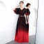 Chic / Belle Dégradé De Couleur Longue Robe De Soirée 2018 Princesse V-Cou Tulle Dos Nu Soirée Robe De Ceremonie