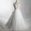 Amazing / Unique Ivory Cathedral Train Wedding 2018 A-Line / Princess Long Sleeve U-Neck Tulle See-through Appliques Backless Pierced Wedding Dresses