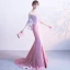 Chic / Beautiful Blushing Pink Evening Dresses  2017 Trumpet / Mermaid U-Neck Charmeuse Appliques Backless Evening Party Formal Dresses