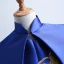 Chinese style Royal Blue Cathedral Train Evening Dresses  2018 Trumpet / Mermaid High Neck With Cloak Embroidered Charmeuse Evening Party Formal Dresses