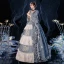 Vintage / Retro Medieval Sky Blue Ball Gown Prom Dresses 2021 1/2 Sleeves Square Neckline Floor-Length / Long Crossed Straps Handmade  Beading Pearl Tassel Printing Cosplay Prom Formal Dresses