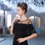Black Tulle U-Neck Lace-up Evening Party Prom Shawls 2017