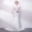 Modern / Fashion White Evening Dresses  2018 Trumpet / Mermaid Floor-Length / Long Tulle V-Neck Backless Beading Crystal Evening Party Formal Dresses