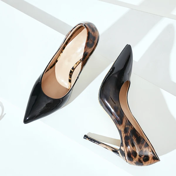 Modern / Fashion White 2018 10 cm High Heels Casual Leatherette Leopard Print Printing Pointed Toe Heels Womens Shoes