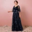 Bling Bling Bleu Marine Robe De Soirée 2018 Tulle Dos Nu Impression Printemps Soirée Robe De Ceremonie