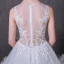 Sexy Pierced Wedding Dresses 2017 A-Line / Princess Scoop Neck Sleeveless Appliques Lace White Ruffle Tulle Court Train