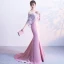 Chic / Beautiful Blushing Pink Evening Dresses  2017 Trumpet / Mermaid U-Neck Charmeuse Appliques Backless Evening Party Formal Dresses