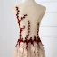 Chic / Belle Bordeaux Robe De Soirée 2017 Princesse U-Cou Dentelle Appliques Dos Nu Percé Faux Diamant Fait main Soirée Robe De Bal