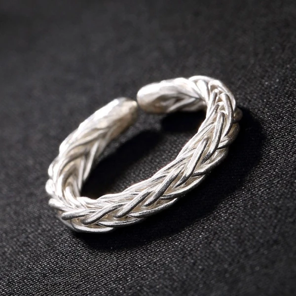 Enkla Silver Fläta Korsa Ringa Saterling Silver Kyrka Ringar 2019 Tillbehör