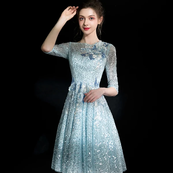 Modern / Fashion Multi-Colors Short Graduation Dresses 2018 A-Line / Princess U-Neck Tulle Backless Beading Pierced Sequins Sparkly Homecoming Formal Dresses