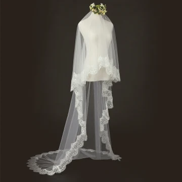 Unique Ivoire Tulle En Dentelle 2 M Chapel Train Appliques Voile De Mariée 2018
