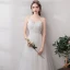 Modest / Simple White Evening Dresses  2019 A-Line / Princess Tulle Lace V-Neck Backless Embroidered Office Outdoor / Garden Summer Formal Dresses