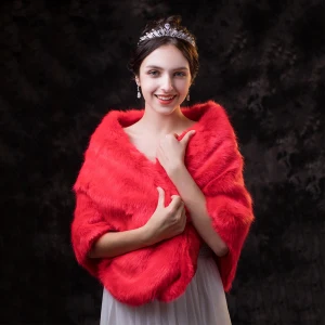 Classic Elegant Red Shawl 2020 Winter Polyester Square Shoulders Wedding Evening Party Prom Shawls Accessories