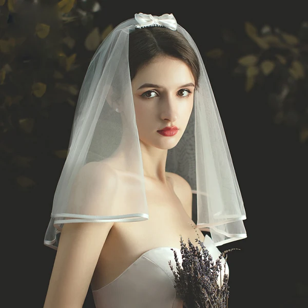 Modest / Simple Short Ivory Wedding Veils 2020 1 m Tulle Wedding