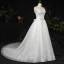 Glitzernden Bling Bling Ivory / Creme Plus Größe Brautkleider / Hochzeitskleider 2021 A Linie Ärmellos Spitze Satin Handgefertigt Perlenstickerei Pailletten Kapelle-Schleppe Hochzeit