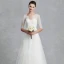 Klassisk Eleganta Vita Bröllopsklänningar 2020 Prinsessa V-Hals 1/2 ärm Halterneck Broderade Royal Train Bröllop