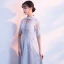 Chic / Belle Argenté Robe De Soirée 2017 Tulle Bretelles croisées Dos Nu Perlage Faux Diamant Col Haut Robe De Ceremonie