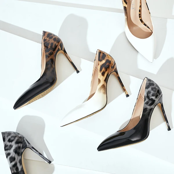 Modern / Fashion White 2018 10 cm High Heels Casual Leatherette Leopard Print Printing Pointed Toe Heels Womens Shoes
