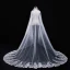Affordable White Wedding 2018 Lace Tulle Appliques Beading Wedding Veils