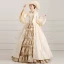 Vintage / Retro Puffy Ball Gown Champagne Prom Dresses 2018 High Neck Long Sleeve Charmeuse Lace-up Beading Sequins Formal Dresses