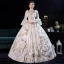 Vintage / Retro Cosplay White Ball Gown Evening Dresses 2021 Winter Crossed Straps Floor-Length / Long Lace Satin U-Neck Long Sleeve Prom Dresses Dancing Prom Formal Dresses Prom Dresses