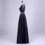 2 Piece Black Prom Dresses 2017 Scoop Neck A-Line / Princess Long Sleeve Appliques Lace Satin Formal Dresses