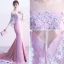 Chic / Beautiful Blushing Pink Evening Dresses  2017 Trumpet / Mermaid U-Neck Charmeuse Appliques Backless Evening Party Formal Dresses