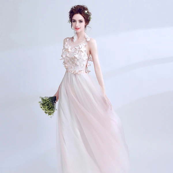 Chic / Beautiful Candy Pink Evening Dresses 2017 A-Line / Princess U-Neck Lace Butterfly Appliques Backless Evening Party Formal Dresses