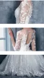 Romantisk Elfenben Bröllopsklänningar 2017 Prinsessa Fyrkantig Ringning 3/4 ärm Appliqués Spets Blomma Paljetter Domstol Tåg
