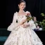 Vintage / Retro Cosplay White Ball Gown Evening Dresses 2021 Winter Crossed Straps Floor-Length / Long Lace Satin U-Neck Long Sleeve Prom Dresses Dancing Prom Formal Dresses Prom Dresses