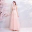 Chic / Beautiful Blushing Pink 2018 Evening Dresses  V-Neck Tulle A-Line / Princess Floor-Length / Long Summer Beading Butterfly Appliques Backless Evening Party Formal Dresses
