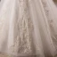 Luxury / Gorgeous Ivory 2018 Ball Gown Wedding V-Neck Lace Tulle 1/2 Sleeves Crossed Straps Appliques Backless Beading Sequins Summer Wedding Dresses