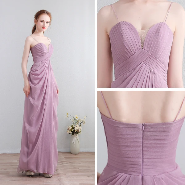 Simple Lilas Robe De Soirée 2018 Chiffon V-Cou Soirée Robe De Ceremonie