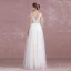 Chic / Belle Ivoire Robe De Mariée 2017 Princesse Encolure Dégagée Sans Manches Percé Dentelle Volants Tulle Ceinture Longue